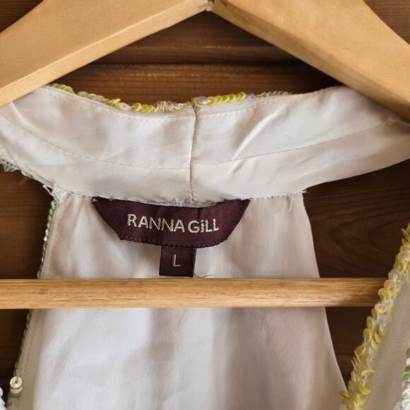 Anthropologie Ranna Gill Shimmer Channel Mini Dress Sequin Swing Large NYE Glam - Picture 3 of 9